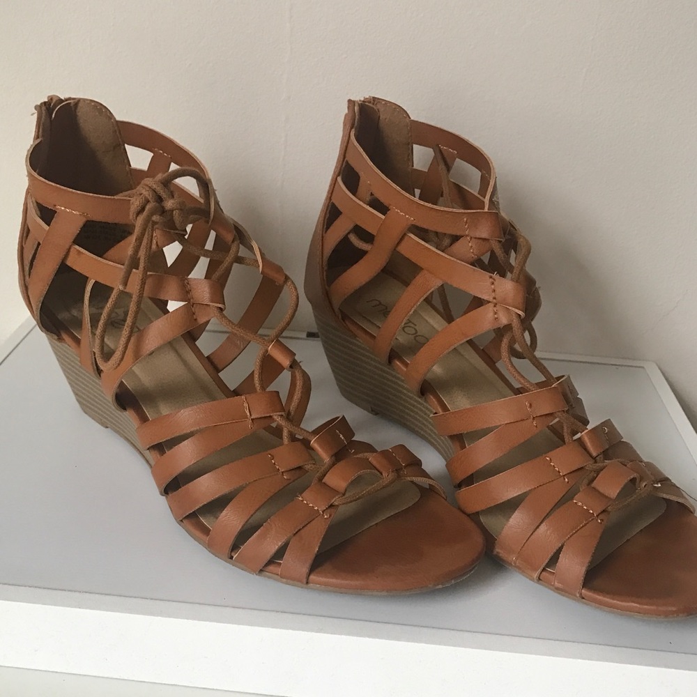Brown lace up wedges size 8 1/2
